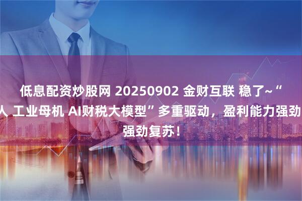 低息配资炒股网 20250902 金财互联 稳了~“机器人 工业母机 AI财税大模型”多重驱动，盈利能力强劲复苏！
