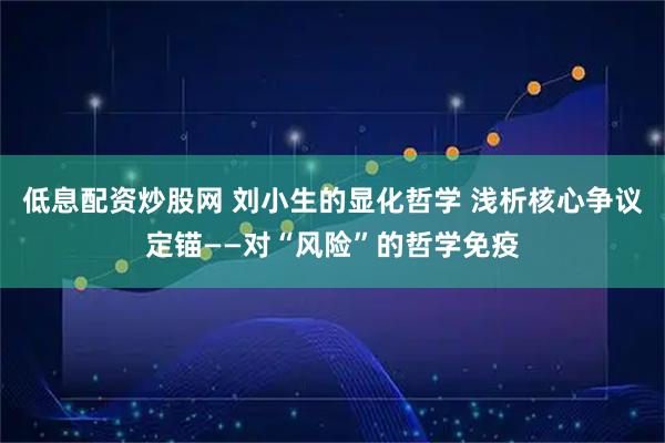 低息配资炒股网 刘小生的显化哲学 浅析核心争议定锚——对“风险”的哲学免疫